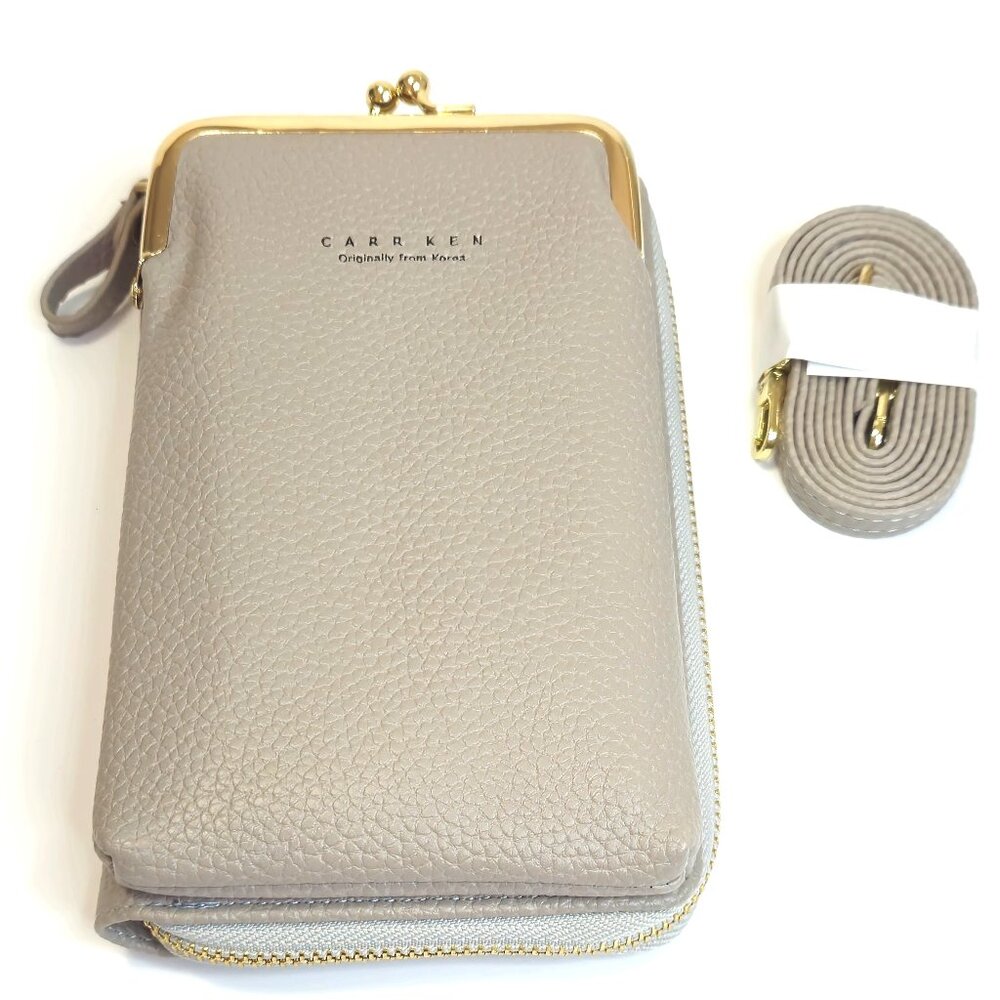 Carr Ken Crossbody Purse Shoulder Bag Small Wallet Clutch Phone Taupe/Tan NWOT